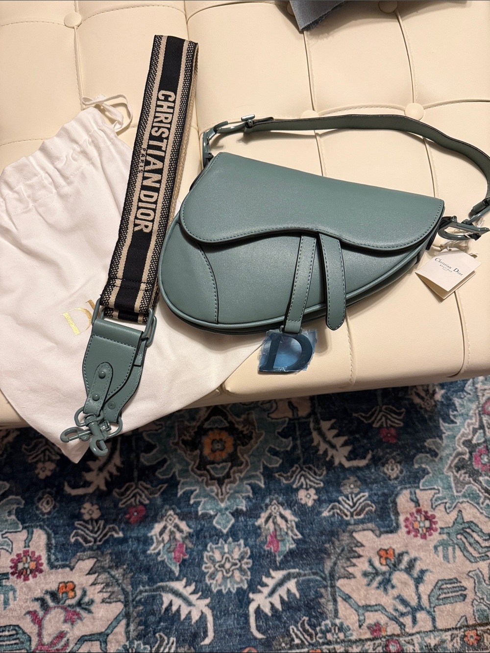 FASHION!!! Sage Green Saddle Crossbody with Signature Strap